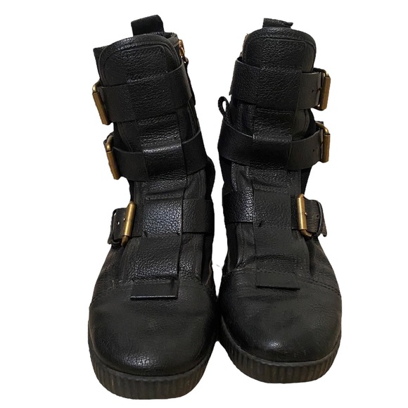Marc Jacob 3 Buckle Leather Boots With Zipper Size 36.5 - Picture 3 of 5